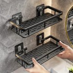 Easy-install Aluminum Wall Shelf For Bathroom Kitchen & Toilet - No Drilling Required Shelves For Bathroom Bathroom Wall Shelf