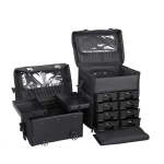 2-IN-1 Oxford Cloth Portable Four-wheel Makeup Suitcase Y174 Black