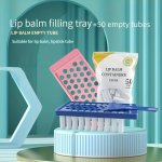 50PCS Pp Lip Balm Empty Tubes & Tray Set White Empty Tubes With Scraper And Tray Lip Balm Crafting Kit Multi-hole Lip Balm Filli