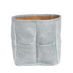 Leather Square Basket - Grey