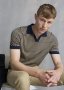 Striped Tailored Fit Johnny Collar Knit Golfer