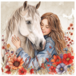 Fabric Paint Panel Woman With Horse