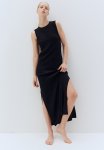 Rib-knit Dress - Black