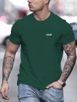 Men's "raw" Graphic Crew Neck T-Shirt - Polyester And Cotton Blend Casual Summer Knit Tee With Slight Stretch Solid Color Regula