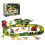 113 Pieces Dinosaur Toys Flexible Race Track Playset With Electric Rail Car