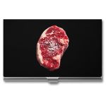 Steak At Butchery Metal Business Card Holder Wallet Slim Pocket Credit Cards Case