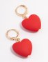Goldair Gold & Red Heart Huggie Hoop Earrings
