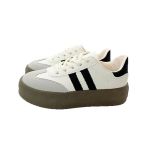 Women's Striped Casual Style - Black & White Polyester & Leather
