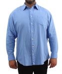 Mens Long Sleeve Linen Shirt - 7XL Blue