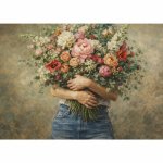 Disposable Placemats - Lady Holding Bouquet