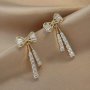 Shiny Artificial Zircon Bows Stud Earrings Birthday Gifts For Girls