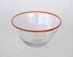 Clear Bowl With Orange Rim 14X25