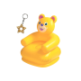 Inflatable Happy Animal Teddy Bear Shape Chair For Kids 3+ Years & Keyring