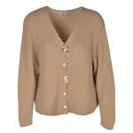 Brooch Detail Fluffy Cardi - Toast Free