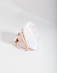 Rose Gold White Cocktail Ring - M l