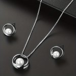 Simple Hollow Round Jewelry Set Inlaid Faux Pearl With Pendant Necklace & Stud Earrings Elegant Jewelry Set For Bridesmaids & Br