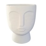 White Concrete Face Planter