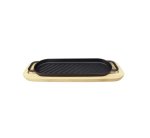 Oval Cast Iron Sizzler Pan On Wooden Tray
