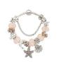 Charming Light Pink And Silver Bracelet With Ocean-life Themed Charms