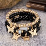 4PCS Chic Stacking Bracelets Made Of Spherical Beads & Trendy Butterfly Pick A Color U Prefer Match Daily Outfits Party Accessor