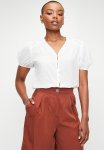 Edit Ramie Blouse With Cornelli Crochet Trim Detail - White
