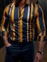 Men's Striped Design Dress Shirts Long Sleeve Casual Button Up Shirt For Formal Occasions