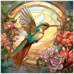 Scatter Cushion Or Cushion Cover Stained Glass Hummingbird