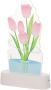 3D Tulip Night Light Acrylic Table Lamp Pink LED Bedroom Decor Light