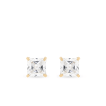 Yellow Gold Cubic Zirconia Square-shaped Stud Earrings