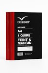 Freedom Stationery Hard Cover A4 Pack Of 5 – 1 Quire 96 Page Feint & Margin Hardcover Books