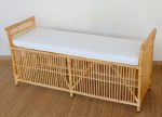 Rattan Bench With Natural Seat Cushion