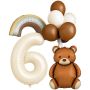 10 Piece Teddy Bear Birthday Balloon Decoration Set - Number Six