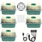 1 2 3 4 5PCS Seed Starting Tray With Humidity Dome And Base Indoor Greenhouse MINI Propagation Grow Light Plant Starter Kit Used