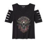 Women’s Bling Rally Rip & Repair Cold Shoulder V Neck Tee