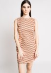 Mesh Backless Dress - Brown Wave Print