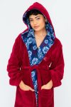 Senza Plush Huggle Hooded Soft Dressing Bathrobe Gown With Pockets & Belt For Women