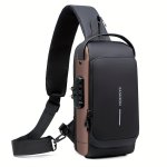 Men's Anti-theft Sling Bag With Password Lock - Casual Sports Crossbody & Shoulder Pack Durable Oxford Material Street Style