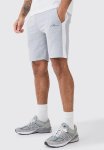 Man Signature Slim Mid Length Colour Block Shorts - Grey Marl