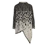 Funnel Neck Falling Leaves Print Oversized Top - Black Free