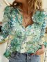 Floral Print Single-breasted Blouse Casual Long Sleeve Blouse For Spring & Fall Women's Clothing