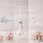Pastel Beach Triptych Wall Art Canvas Painting 900 X 900