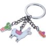 Keyring Alpaca With 3 Charms - Llama Sombrero Cactus