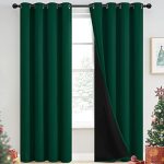 Yakamok 100% Blackout Curtains For Bedroom 84 Inch Length Emerald Green Total Light Blocking Drapes With Black Backing Thermal I