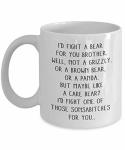 I Would Fight A Bear For You Brother Sister Funny Coffee Mug: Graduation Birthday & For Him - 11OZ
