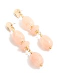 Goldair Gold Oval Pink Beaded Drop Earrings