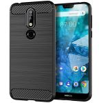 Nokia 7.1 Shockproof Carbon Fiber Design Cover - Black