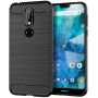 Nokia 7.1 Shockproof Carbon Fiber Design Cover - Black