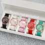 5 Pcs Elegant Women's Quartz Watches Set - Pu Leather Straps Unique Niche Design Perfect For Women's Gifts