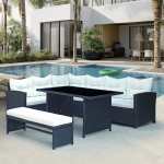 Santiago Outdoor Corner Lounge Patio Set - Black And Beige