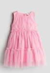 Frill-trimmed Tulle Dress - Pink